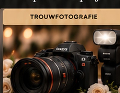 Professionele Sony fotocamera met grote lens en flitser
